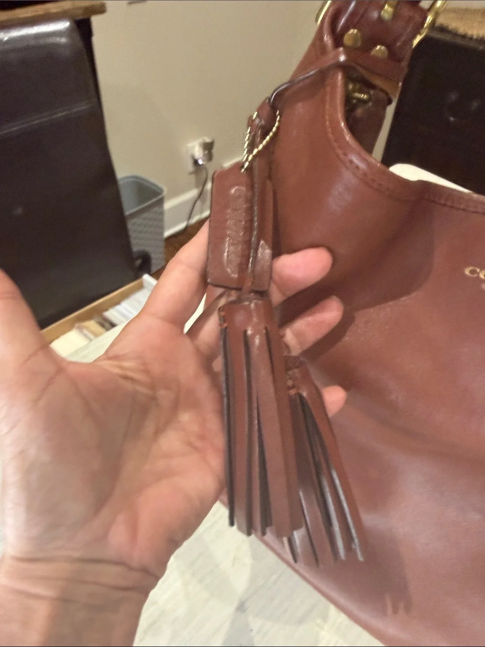 Coach Legacy Chestnut Leather XL Duffel with Tassel